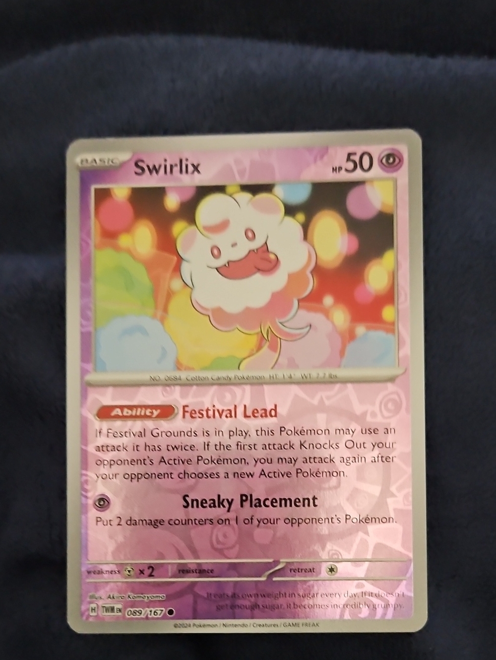 Pokemon Swirlix Card - Pink and Cream Artwork